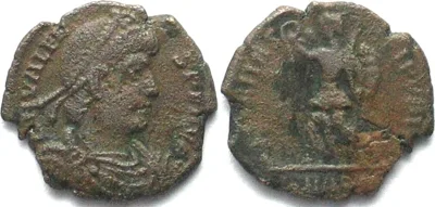 364-378 VALENS (364-378 AD). AE Nummus, SMAQS, Aquileia mint, SECVRITAS REIPVBLICAE, VF