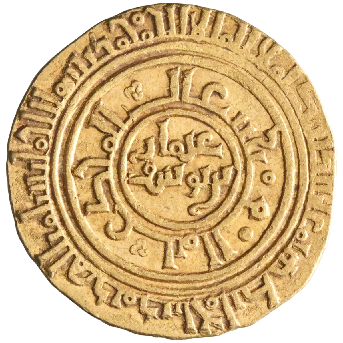 Ayyubid: al-'Aziz 'Uthman (1193-1198), gold dinar (4.20g), al-Qahira (Cairo) mint, AH 589 (1193-1194 CE). Citing Abbasid caliph al-Nasir. Struck in the year 'Uthman rose to power after the death of Saladin.
