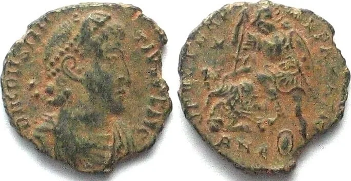 348-350 CONSTANTIUS II (324-361 AD). AE Follis, 348-350, ANЄ, Antioch mint VF-XF