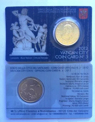 2012 VATICAN 2012 50 Euro cent BENEDICT XVI in COINCARD BU