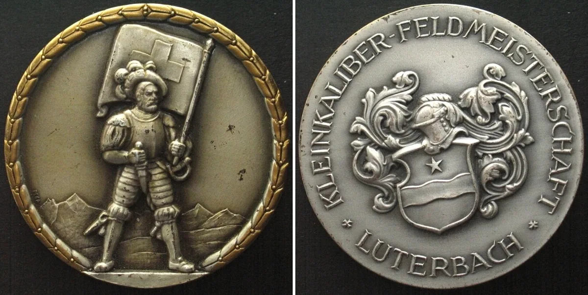 1960 Solothurn LUTERBACH Small Caliber Shooting ND (ca. 1960) silvered bronze 50mm UNC