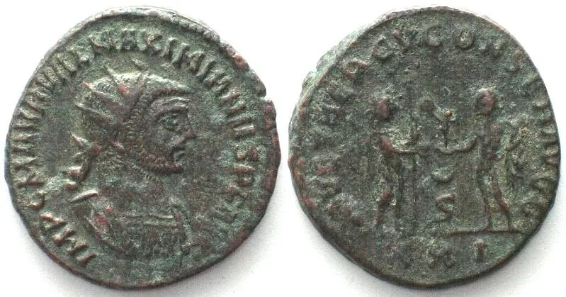 286-305 MAXIMIANUS HERCULIUS (286-305). AE Antoninianus, Antioch, IOV ET HERCV CONSER VF+
