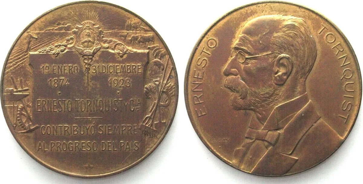 1923 ARGENTINA Medal 1923 ERNESTO TORNQUIST bronze 50mm UNC-