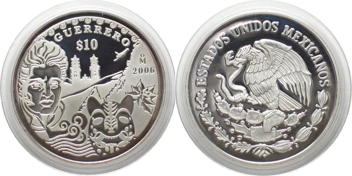 2006 MEXICO 10 Pesos 2006 GUERRERO silver Proof