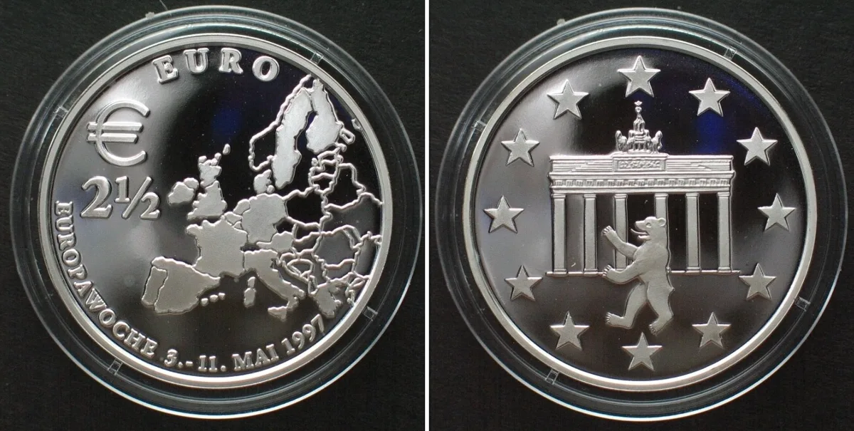 1997 BERLIN 2-1/2 Euro 1997 EUROPE WEEK silver Proof