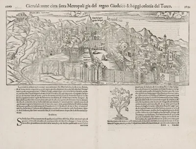 Middle East / Holy Land Gierusalemme citta santa Metropoli gia del regno Giudaico & hoggi colonia del Turco. By: Sebastian Munster