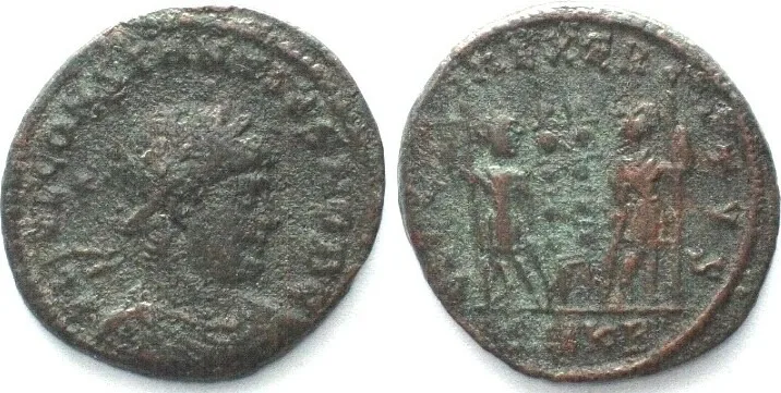 337-340 CONSTANTIUS II AE Nummus 337-340 SMKB Cyzicus mint GLORIA EXERCITVS 19mm XF! EF