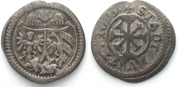 1693 German States NUREMBERG. Kreuzer 1693, silver VF