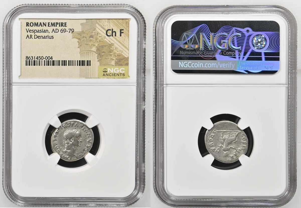 Denarius 69-79 AD Vespasian Ch F