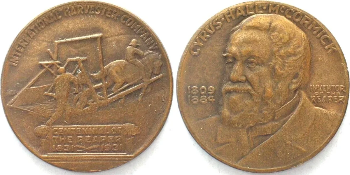 1931 McCORMICK REAPER CENTENNIAL 1931 Bronze medal 34mm AU