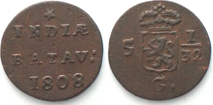 1808 NL EAST INDIES. 1/2 Duit 1808 copper XF! EF