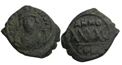 Phocas 606-607 AD, AE 30mm 10.51gm Follis, XXXX Year 5, Constantinople