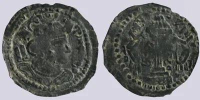 Hunnic Tribes. Turk Shahi Kings of Kabul and Gandhara. Tegin of Khorasan (680 – 738 AD). AE drachm (3.16g)