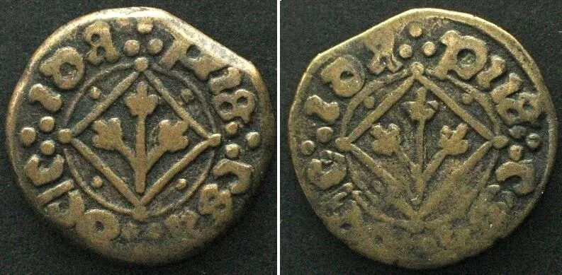 1480-1510 LLEIDA. Puguesa ND (1480-1510) FERNANDO II of ARAGON, copper, VF