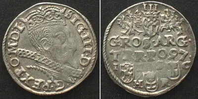 1597 POLAND 3 Groschen (Trojak) 1597 IF SC, Bromberg mint, SIGISMUND III silver UNC-!