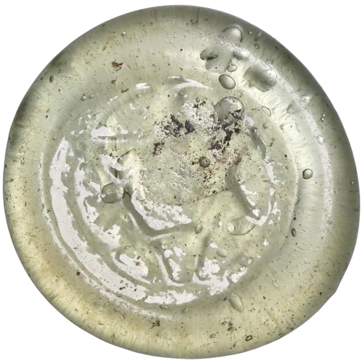 Mamluk: glass weight (jeton) (2.98g), 13th-16th century CE. Plain hexagram within circle. Weight of 1 dirham.