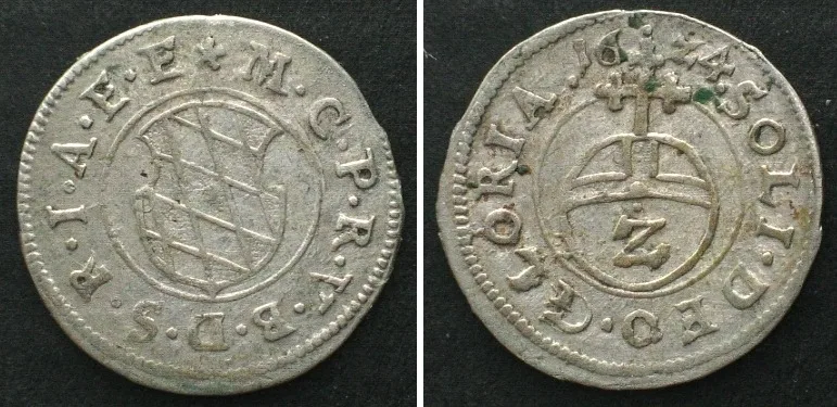 1624 German States BAVARIA 2 Kreuzer 1624, MAXIMILIAN I, silver XF EF