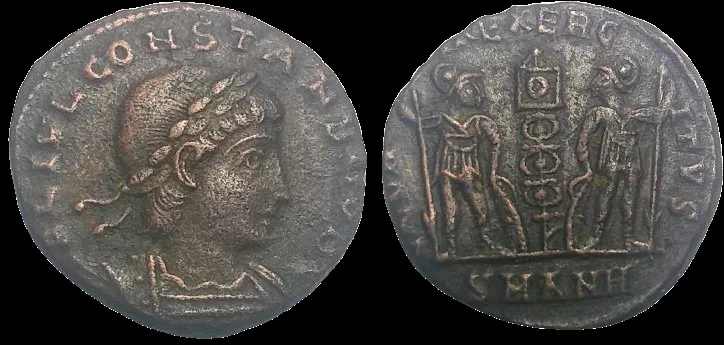 Roman Constans (Struck 335 & 337 AD) AE 14.8mm1.89gm Nummus, Antioch mint