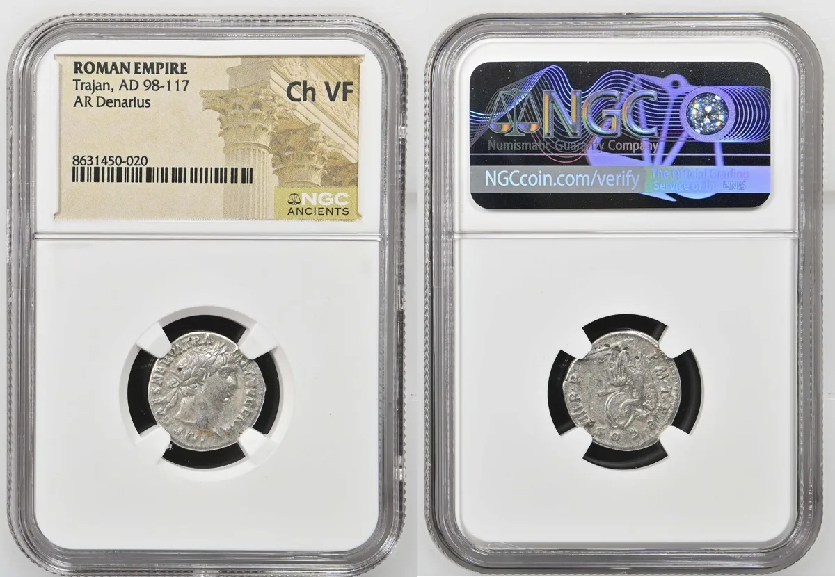 Denarius 98-117 AD Trajan Ch VF