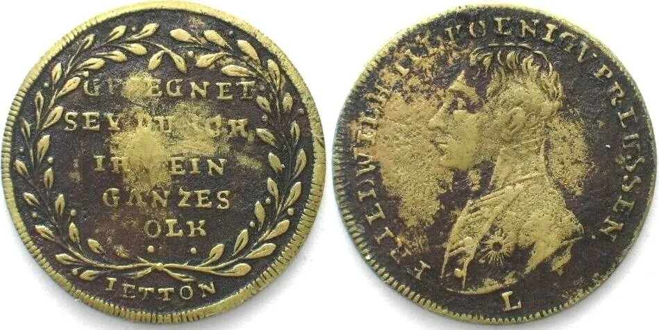 1810 FRIEDR. WILHELM III / GESEGNET SEY DURCH Counter by LAUER c.1810 brass 26mm VF