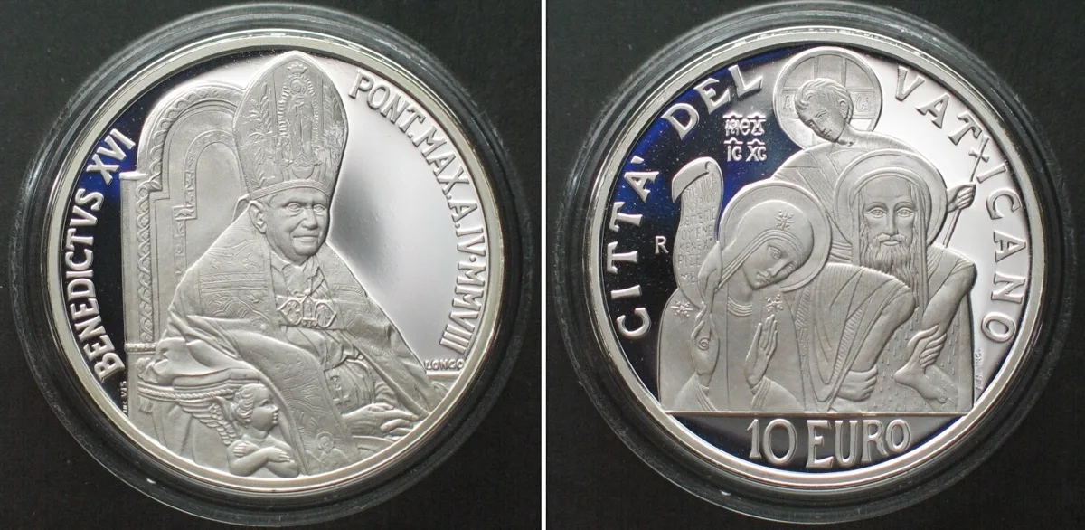 2008 VATICAN 10 Euro 2008, 41st World Day of Peace, BENEDICT XVI silver Proof