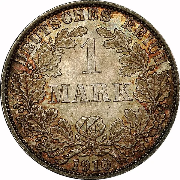 Germany, William II, 1910, A, 1 Mark, AU/UNC