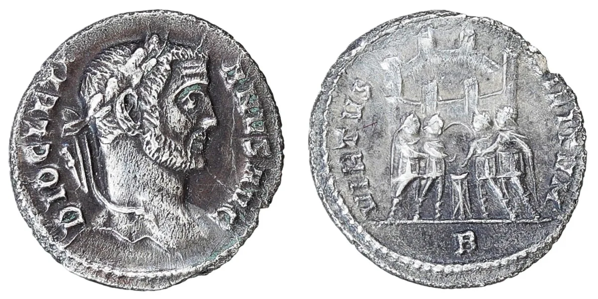 DIOCLETIAN, (A.D. 284-305), silver argenteus, Rome Mint, issued A.D. c.295-6, (2,55 g / 16.95 mm)
