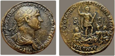 Trajan Orichalcum Sestertius.  RARE & Historical Issue in EXCELLENT Condition!