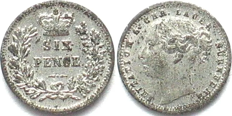 1870 GREAT BRITAIN - PLAY MONEY 6 Pence ca.1870 by Lauer silvered brass 12mm AU