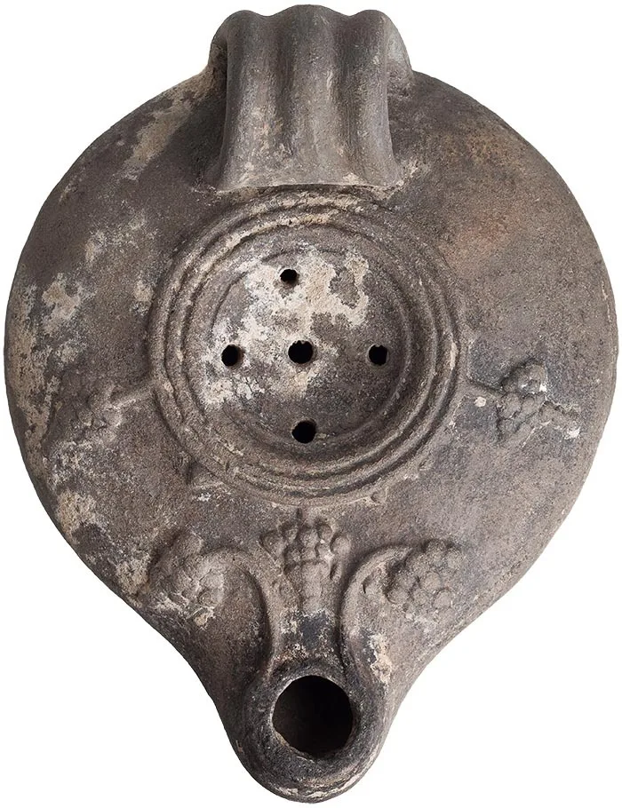 Roman Oil Lamp with Grape Clusters