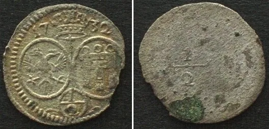 1732 German States MONTFORT 1/2 Kreuzer 1732 ANTON III billon AU!