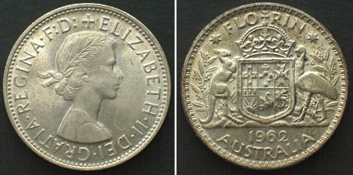 1962 AUSTRALIA Florin 1962 ELIZABETH II silver BU!!!