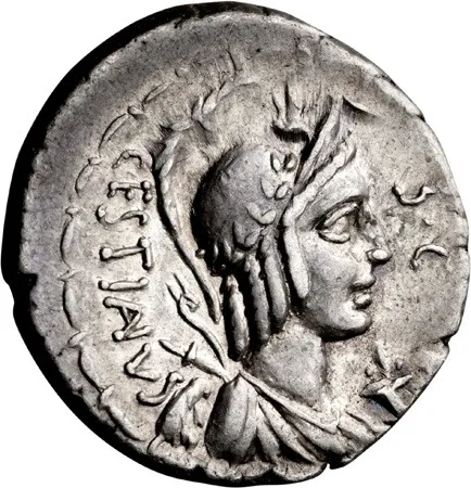 M. Plaetorius M.f. Cestianus. Denarius