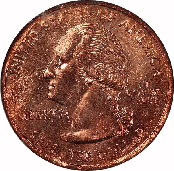 Washington 25¢, 2000-D, Missing Clad Layer, 25¢, MS65 , NGC