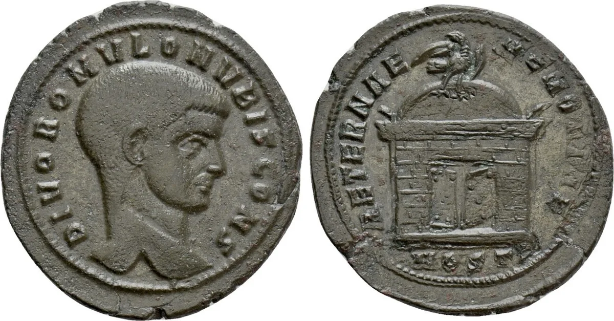 DIVUS ROMULUS (Died 309). Follis. Ostia.