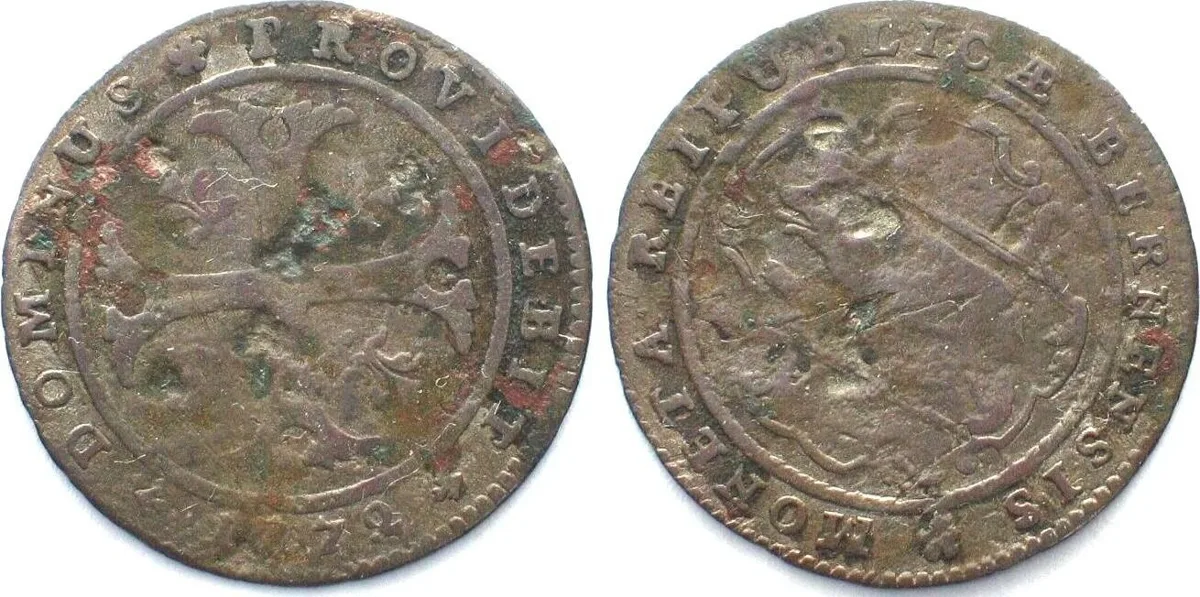 1772 Swiss Cantons BERN. 1/2 Batzen 1772, billon KEY DATE! aVF VF-